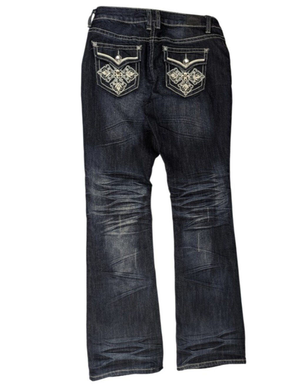 Love Nation Embellished Bootcut Jeans Size 8Dark Wash Embroidered Flap Pocket